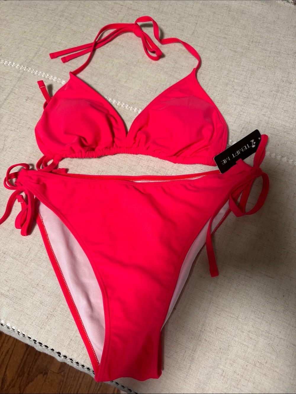 Hot Pink Tie-Side Bikini Set